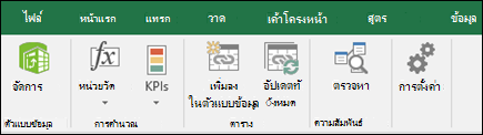 เมนู Power Pivot บน Ribbon ของ Excel