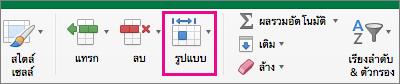 บนแท็บ หน้าแรก ตัวเลือก รูปแบบ ถูกเน้นเอาไว้