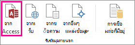 ปุ่ม จาก Access บนแท็บ ข้อมูล