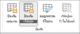 ป้องกันเวิร์กบุ๊กที่เน้นอยู่