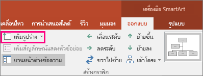 แสดงปุ่ม เพิ่มรูปร่าง ในเครื่องมือ SmartArt