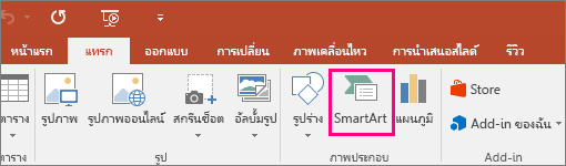 แสดงปุ่ม SmartArt ในแท็บ แทรก