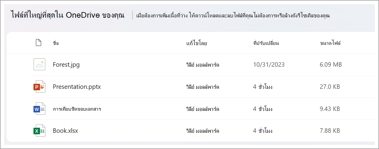 จัดการสกรีนช็อตที่เก็บข้อมูล OneDrive สําหรับที่ทํางานหรือโรงเรียนของคุณ seven.png