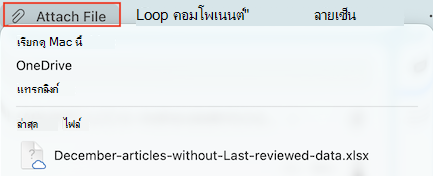 แนบตัวเลือก Files ใน Outlook for Mac