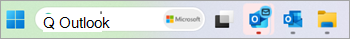 สกรีนช็อตของ Outlook (ใหม่) และ Outlook (คลาสสิก)ในแถบงาน