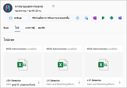 ไฟล์ล่าสุดสามารถเข้าถึงได้จากส่วน Files ของมุมมองกลุ่ม