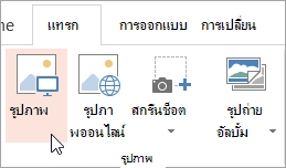 ปุ่มรูปภาพบนแท็บแทรก