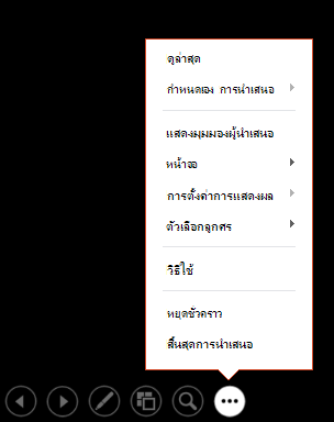 แสดงเมนูมุมมองของผู้นําเสนอ PowerPoint