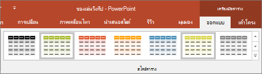 แสดงสไตล์ตารางใน PowerPoint