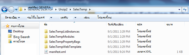 สกรีนช็อตของ Windows Internet Explorer แสดง Web Solution Package (.wsp) ที่ถูกขยาย