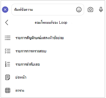 Loop เมนูคอมโพเนนต์สําหรับอุปกรณ์เคลื่อนที่