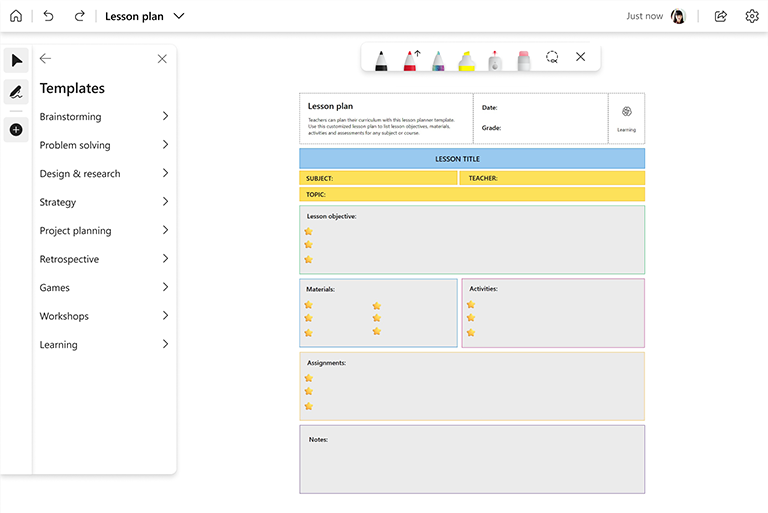 กระดานข่าวตัวอย่างใน Whiteboard