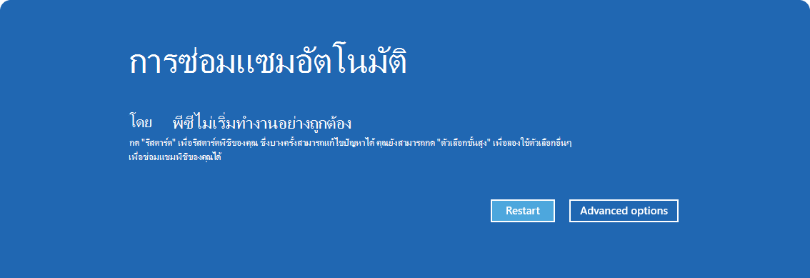 สกรีนช็อตของตัวเลือกการซ่อมแซมอัตโนมัติ