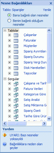 Nesne Bağımlılıkları bölmesi
