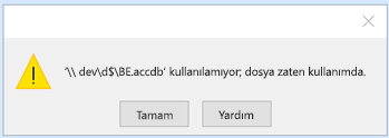 database.accdb yolu kullanılamadı; dosya zaten kullanımda.
