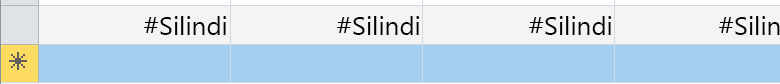 Silindi denilen alanları gösteren satır