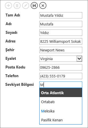 Otomatik tamamlama kutusuna yazma