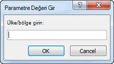 Ülke/bölge girin metnini içeren bir parametre istemi.