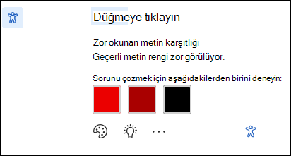 Olası düzeltmelerle erişilebilirlik sorunu bildiriminin ekranı.