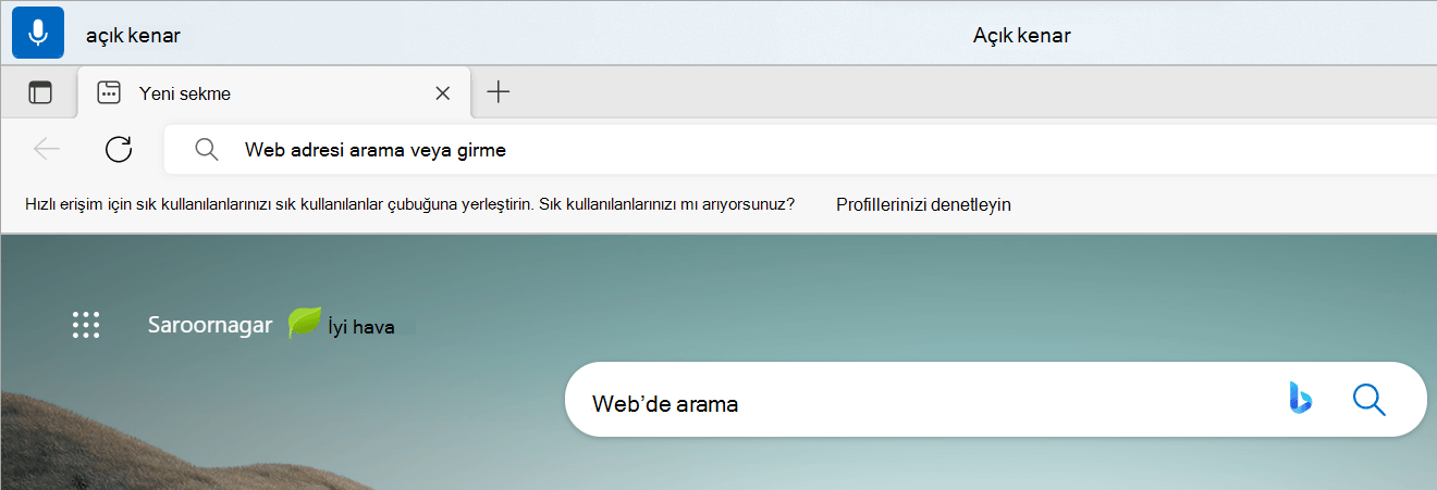 Sesli erişim kullanıcı arabirimi, gerçek zamanlı geri bildirim olarak açık edge ve komut yürütme geri bildirimi olarak açık edge ile dinleme durumundadır.