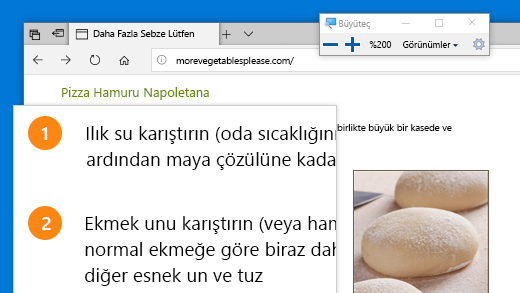 Windows logo tuşu + Artı simgesi (+) tuşlarına basarak Büyüteç'i hızlıca açın.