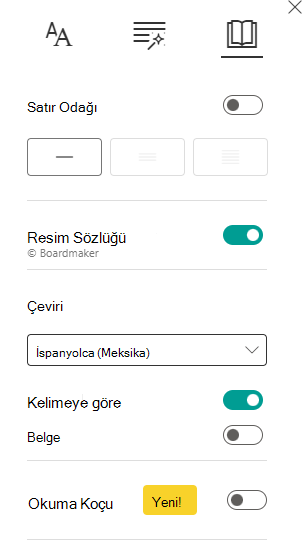 Okuma tercihlerinin ekran görüntüsü.