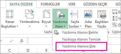 Yazdırma Alanına ekleme