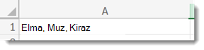 Sınırlandırılmış metin içeren hücre
