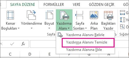 Yazdırma alanını temizle