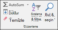 Şeritte & Seç'i bulma