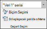 Grafik seçeneklerinde > bir Seri seçeneği belirleyin Geçerli Seçimi Biçimlendir >