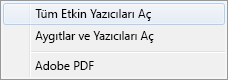 Tüm Etkin Yazıcıları Aç’ı seçin.