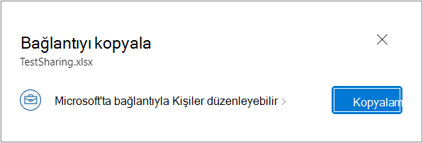 Bağlantıyı Kopyala iletişim kutusu