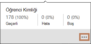 Kalite değerleri açılır penceresi