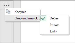 Ek Gruplandır komutu örneği
