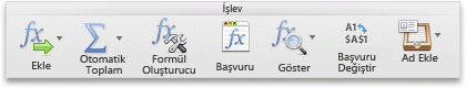 Formüller sekmesi, İşlev grubu