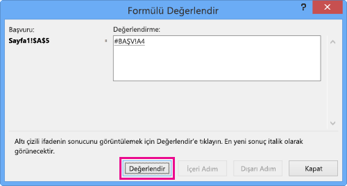 Formül Değerlendir iletişim kutusu