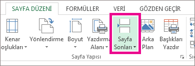 Sayfa Düzeni sekmesinde Kesmeler'i tıklatın