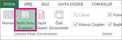 Görünüm sekmesinde Sayfa Sonu Önizleme'yi tıklatın