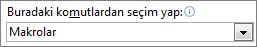 Hızlı Erişim Araç Çubuğu için Komutlar