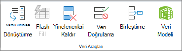 Veri sekmesindeki Veri Araçları grubu