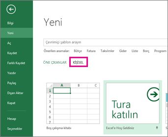 Kişisel şablonlar konumu