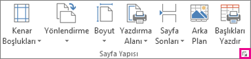 Sayfa Yapısı grubundaki iletişim kutusu başlatıcısı