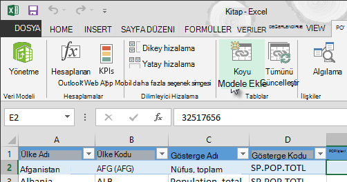 Veri Modeli’ne yeni veriler ekleme