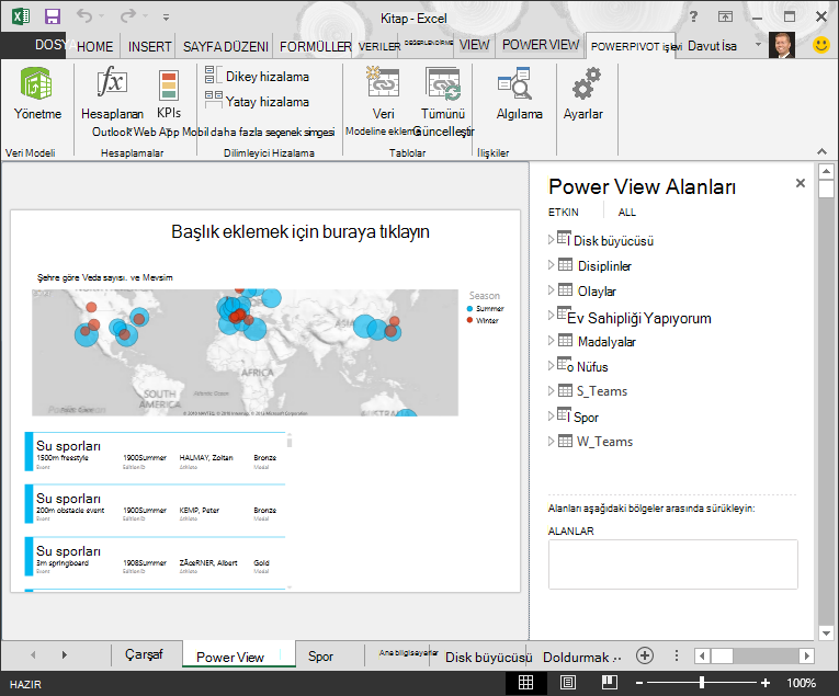 Excel çalışma kitabında yer alan çok fazla tablo