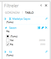 Power View’da bir grafiğe filtre uygulama