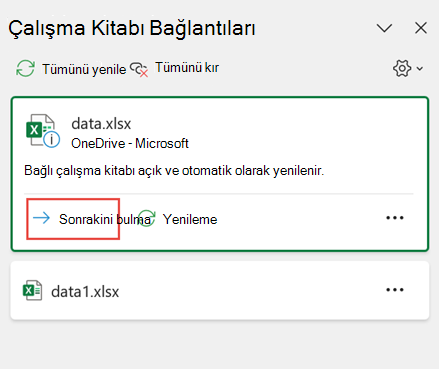 windows sonraki çalışma kitabını bul