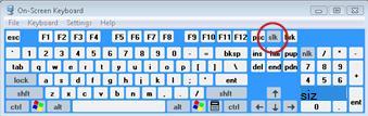 Windows Ekran Klavyesi'nde Kaydırma Kilidi tuşu