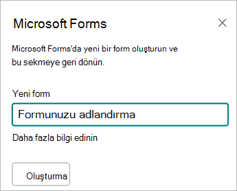 Yeni formunuz için bir ad girin
