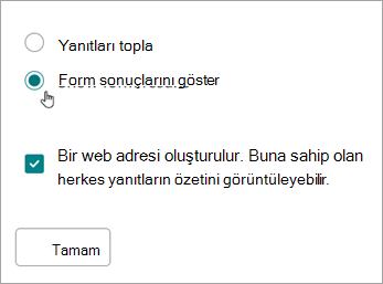 Form sonuçlarını göster'i seçin